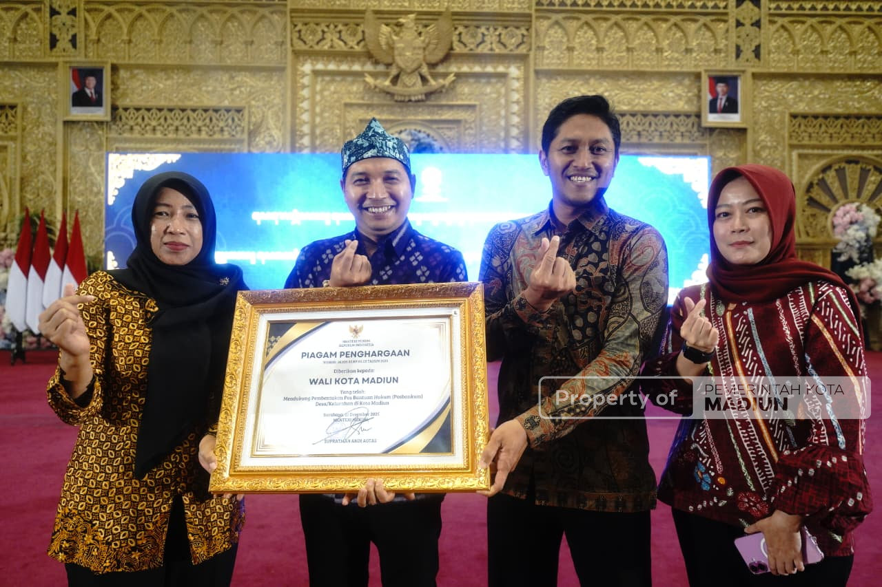 Terima Penghargaan dari Kemenkum, Kota Madiun Masuk Daerah Tercepat Pembentukan Posbankum